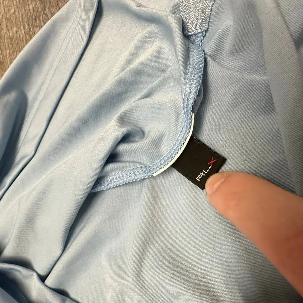 RLX Ralph‎ Lauren Light Blue Men M Wicking Performance Plain Golf Polo Shirt
